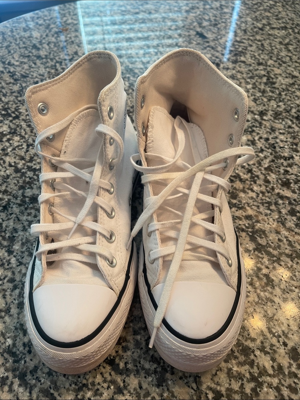 Platform High-Top Canvas Sneakers in White